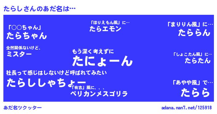 たらしさんがあだ名になると