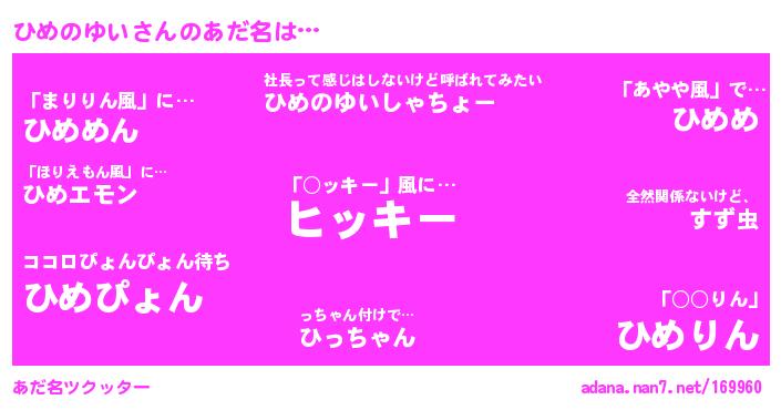 ひめのゆいさんがあだ名になると