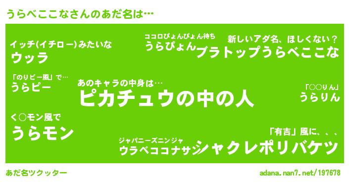 うらべここなさんがあだ名になると