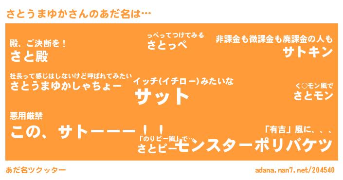 さとうまゆかさんがあだ名になると