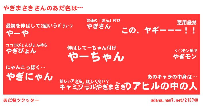 やぎまさきさんがあだ名になると
