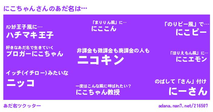にこちゃんさんがあだ名になると…？