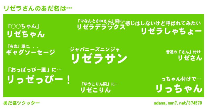 リゼラさんがあだ名になると…？