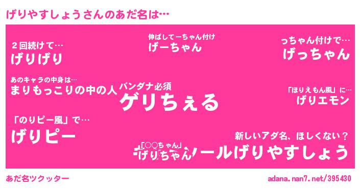 げりやすしょうさんがあだ名になると…?